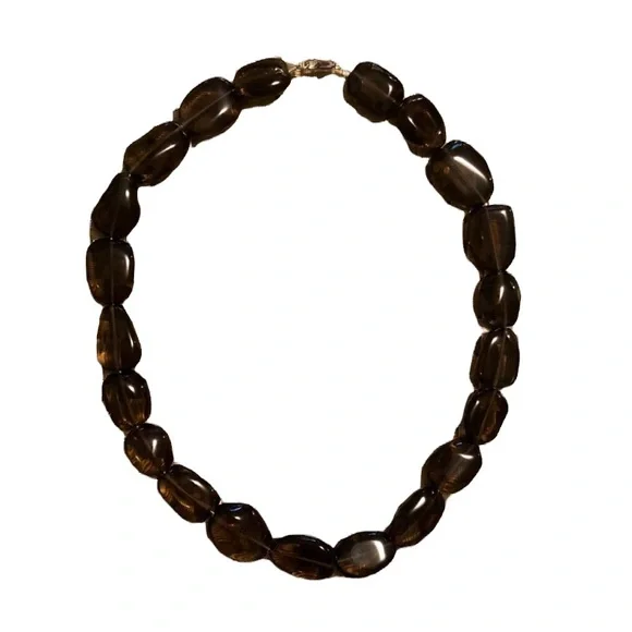 Brown beaded necklace with silver clasp - Picture 4 of 4